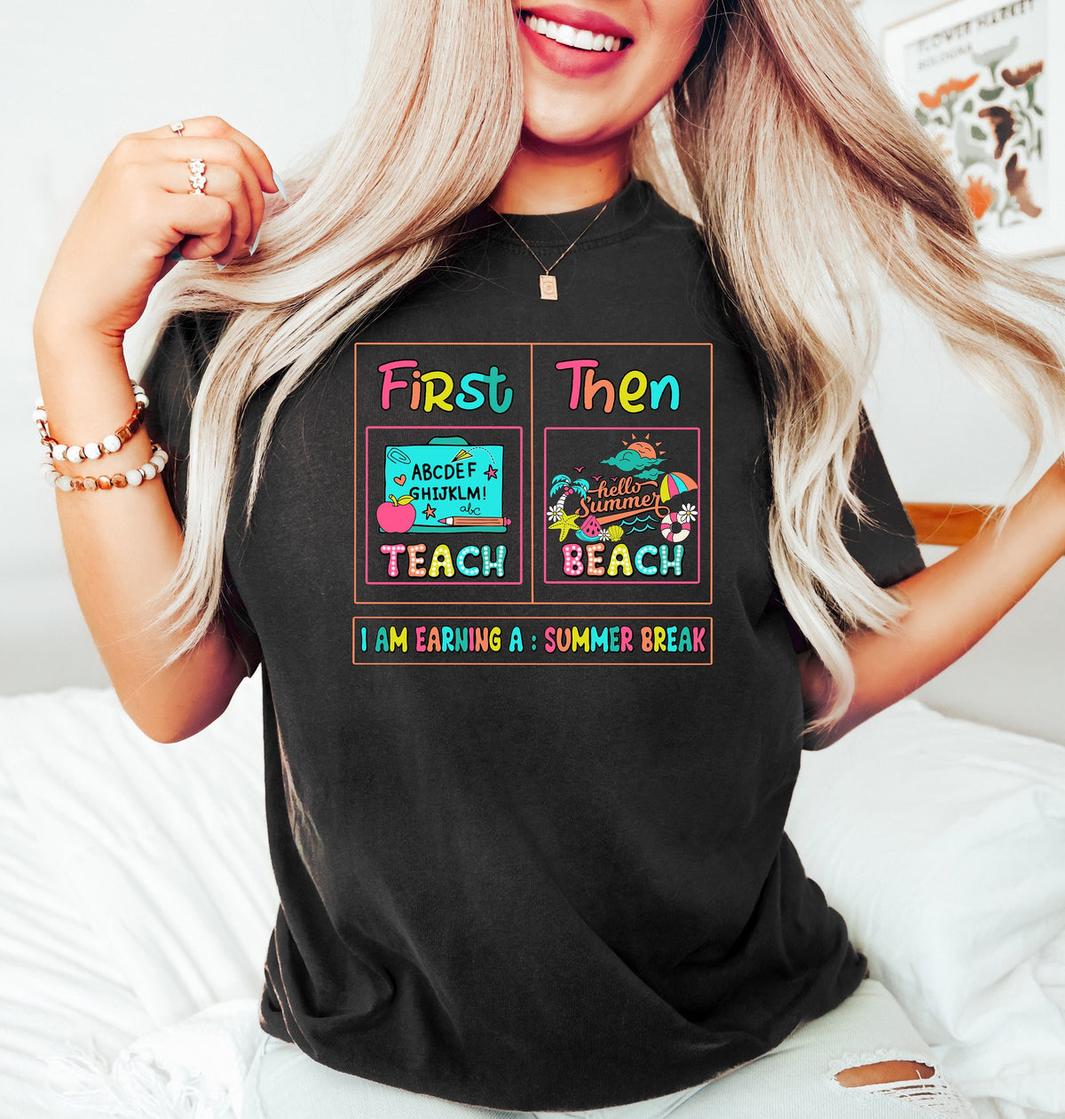 First Teach Beach Teacher Summer Vacation - Adult & Kids T-Shirts, Sweatshirts & Hoodies apparel design preview 5