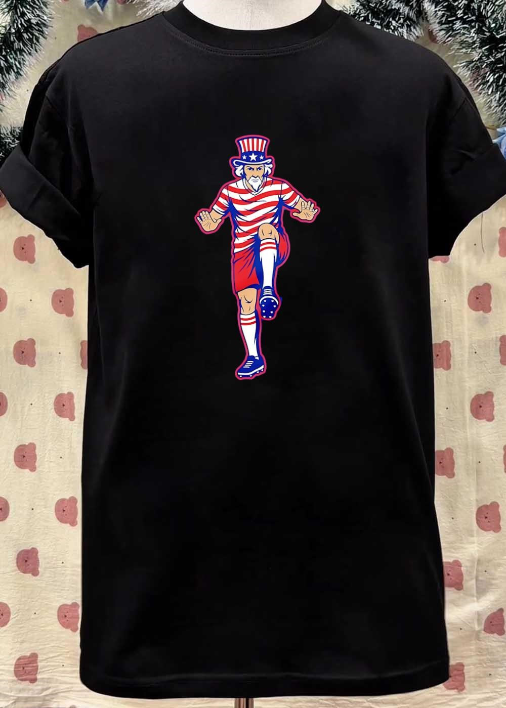 M. Uncle Sam Playing Soccer Graphic - Adult & Kids T-Shirts, Sweatshirts & Hoodies apparel design preview 5
