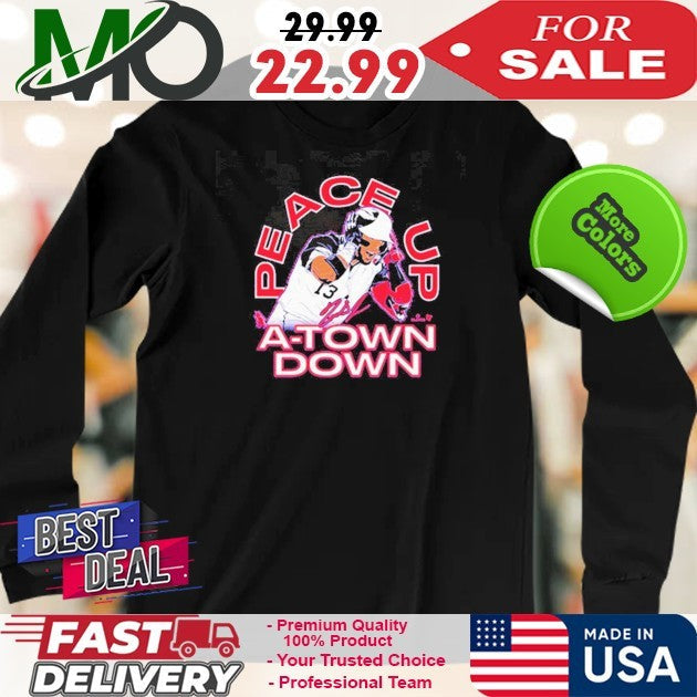 Number 13 Ronald Acuña Jr. Peace Up A-Town Down - Adult & Kids T-Shirts, Sweatshirts & Hoodies apparel design preview 4