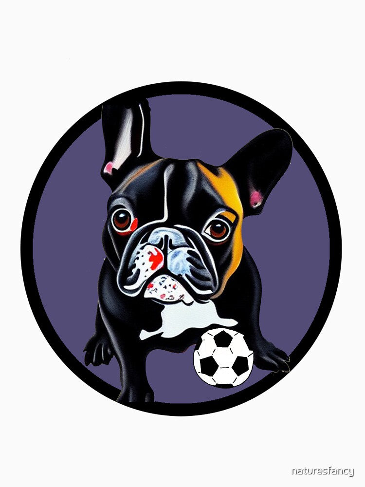 Cute Black French Bulldog Playing Soccer by Nature's - Adult & Kids T-Shirts, Sweatshirts & Hoodies apparel design preview 3