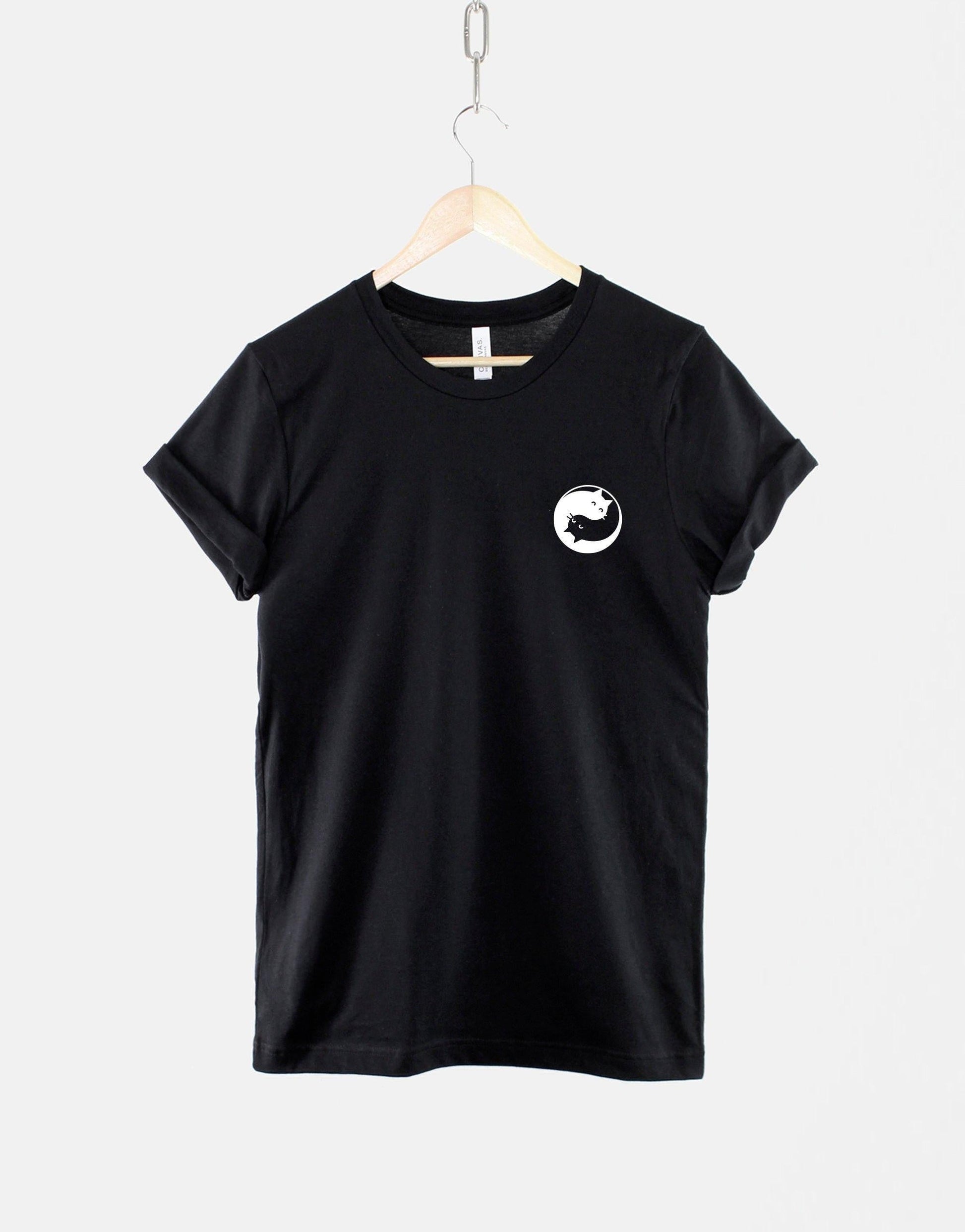 Yin Yang Cats Zen Cat Pocket Tee Black White Unisex T-shirt, Sweatshirt, Hoodie - T-Shirt, Sweatshirt, Hoodie