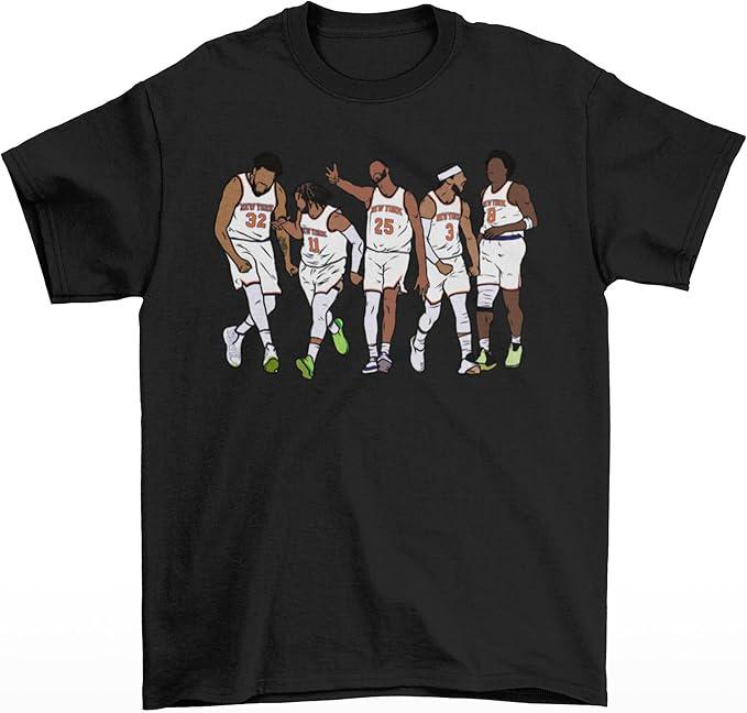 Ny Basketball Starting Brunson Towns Bridges Hart Anunoby Retro Tee - T-Shirt, Sweatshirt, Hoodie