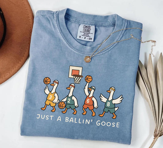 Ballin Goose Basketball Comfort Colors Basketball Sports Mom Fan Tee - T-Shirt, Sweatshirt, Hoodie