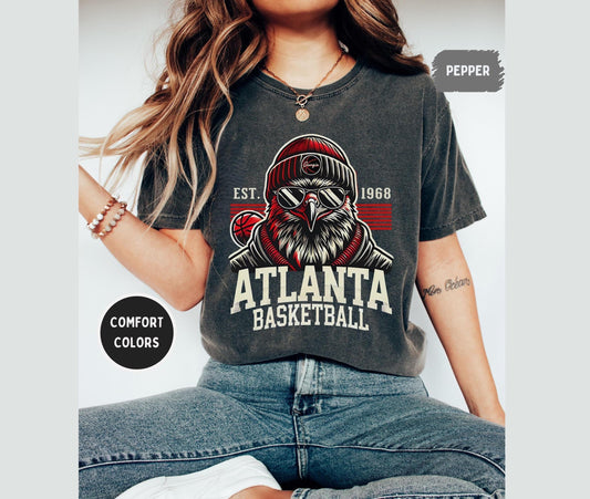 Atlanta Basketball Comfort Colors Georgia Sports Tee Game Day Basketball Hawk Fan - T-Shirt, Sweatshirt, Hoodie