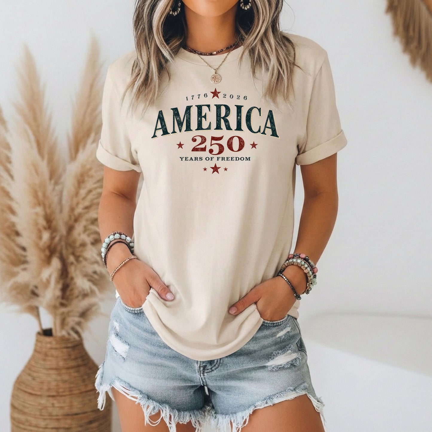 250 Years Freedom Bella Canvas Retro American Flag Usa Flag 4th July Proud Patriotic American - T-Shirt, Sweatshirt, Hoodie