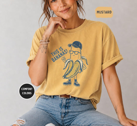 Bananas Retro Banana Baseball Tee Comfort Colors 1717 Sports Mom Game Day Fruit Pun - T-Shirt, Sweatshirt, Hoodie