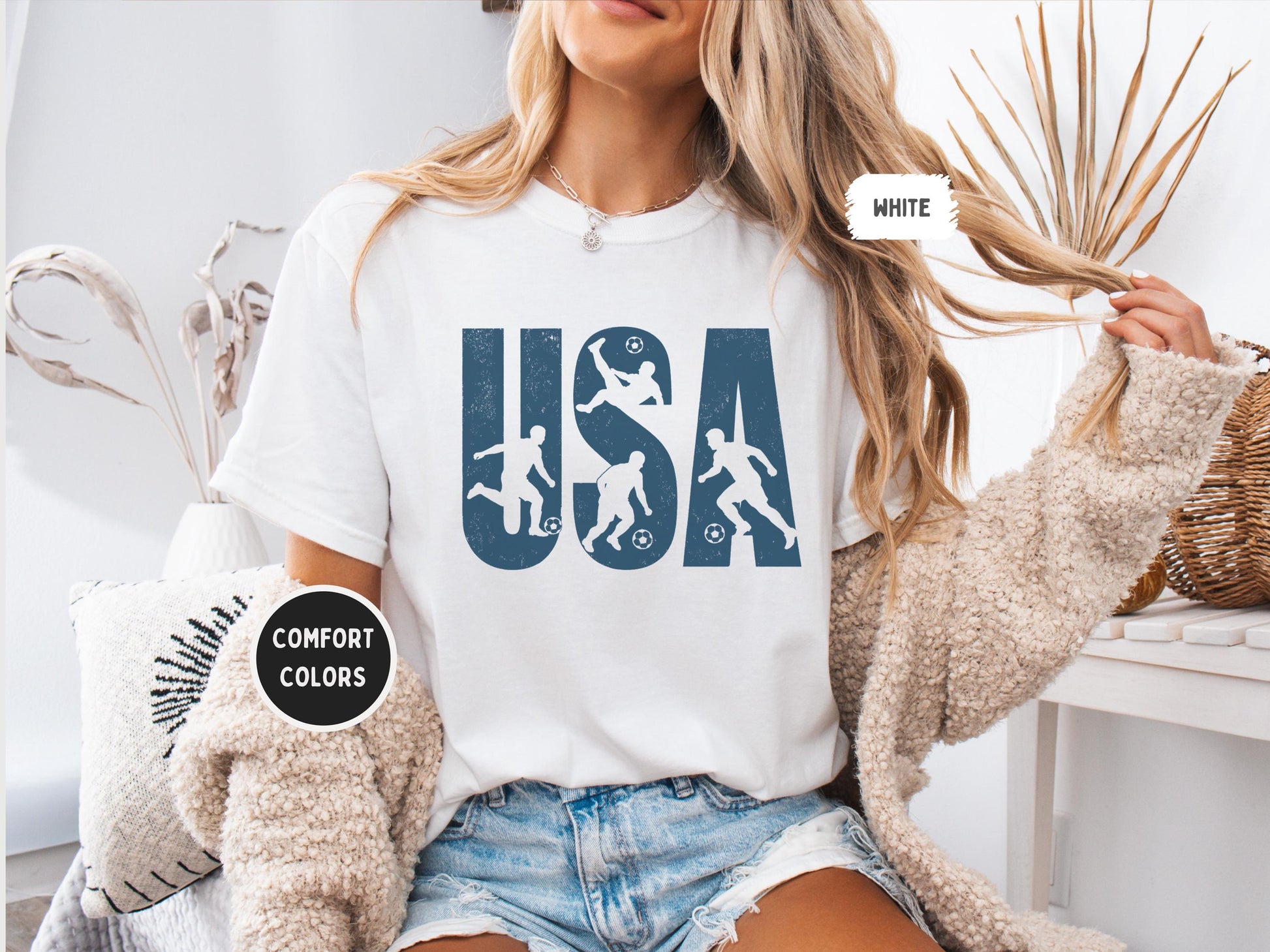 Usa Soccer Comfort Colors Patriotic World Football Fan Tee Cup Soccer Lover - T-Shirt, Sweatshirt, Hoodie