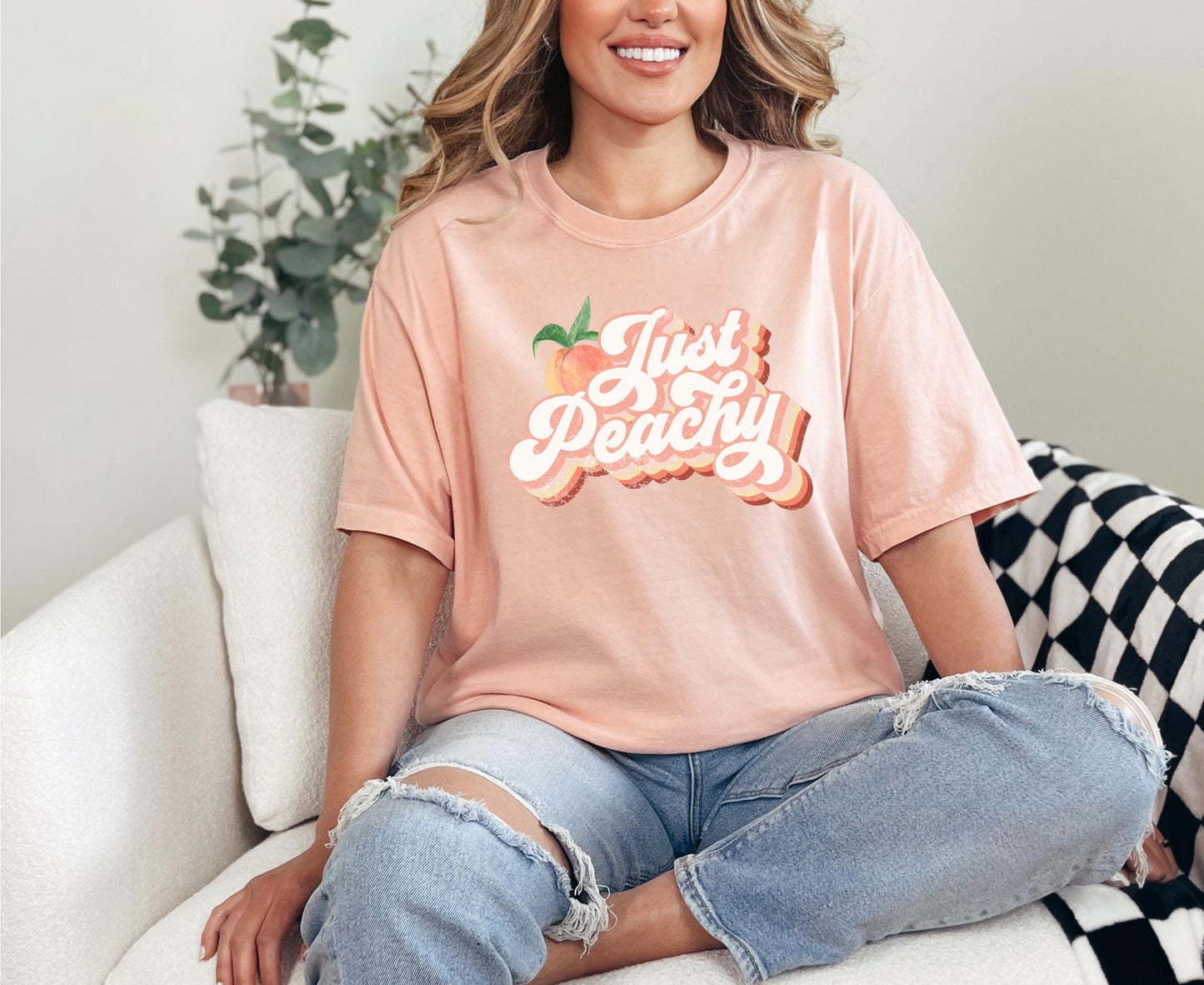 Peachy Retro Comfort Colors Unisex T-shirt, Sweatshirt, Hoodie - T-Shirt, Sweatshirt, Hoodie