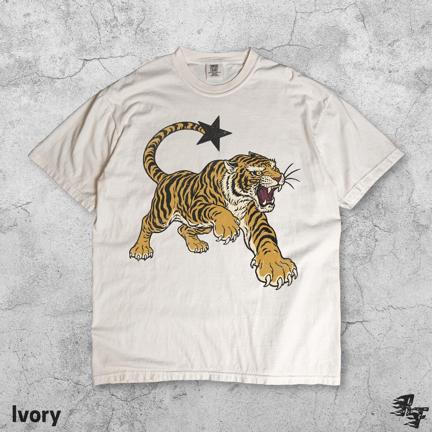 Vintage Tiger Retro Tattoo Roaring Big Cat Star Tail Tee Wild Animal Lover Grunge Streetwear - T-Shirt, Sweatshirt, Hoodie