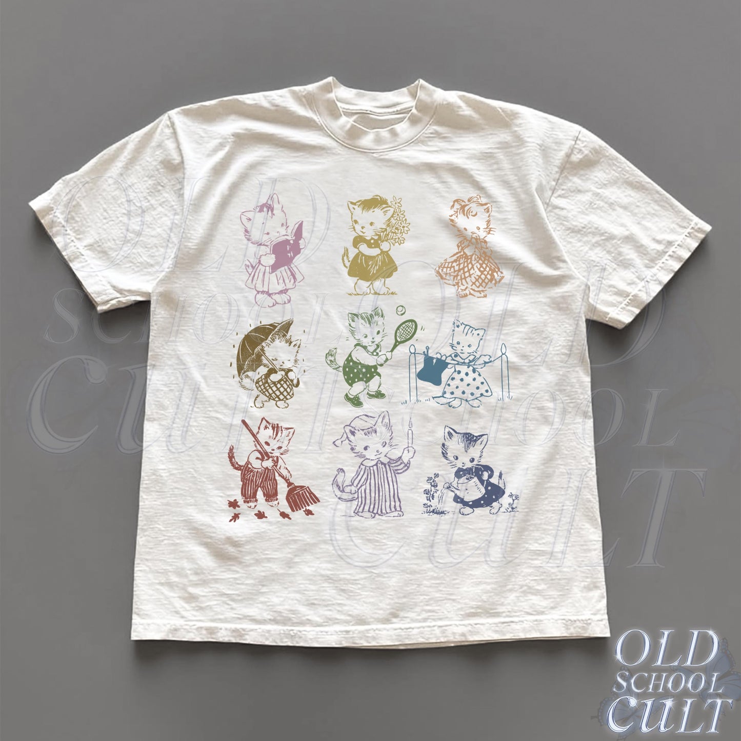 Cat 90s Tattoo Vintage Retro Kitten Cat Lovers Cats Playing Relaxed Weird - T-Shirt, Sweatshirt, Hoodie