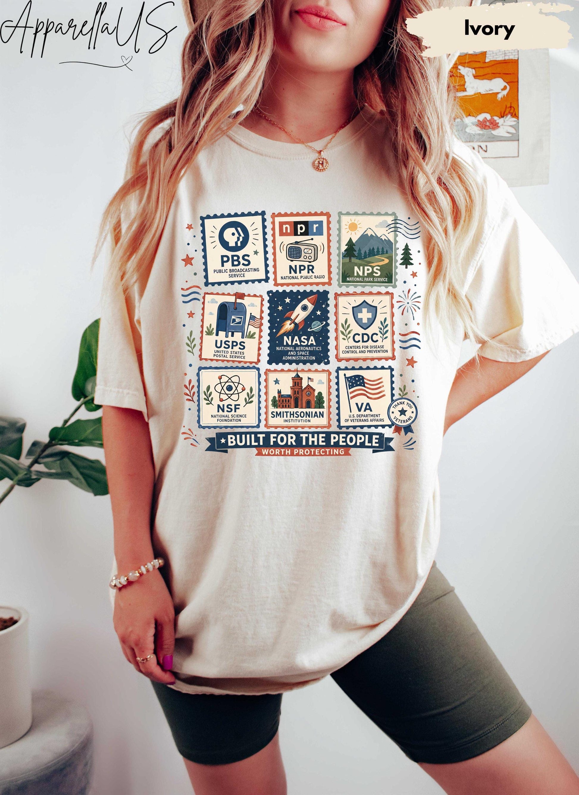Comfort Colors Built People Liberal Fourth July Tee Pbs Usps Nasa Leftist Protest Tee - T-Shirt, Sweatshirt, Hoodie