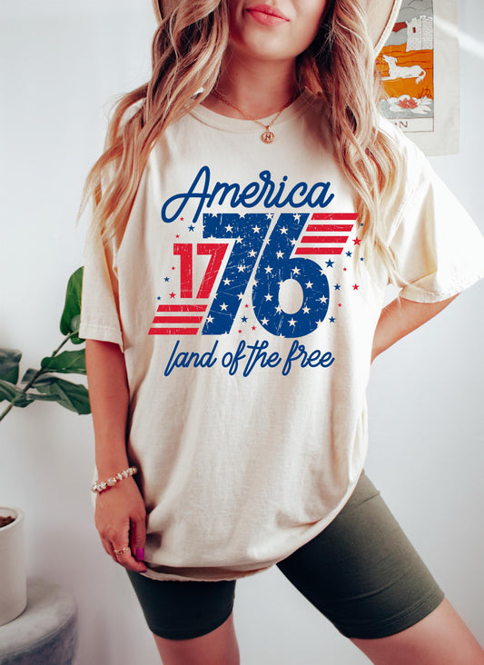 1776 America Land Free Usa Patriotic 4th July Retro Independence Day Retro Usa Tee - T-Shirt, Sweatshirt, Hoodie