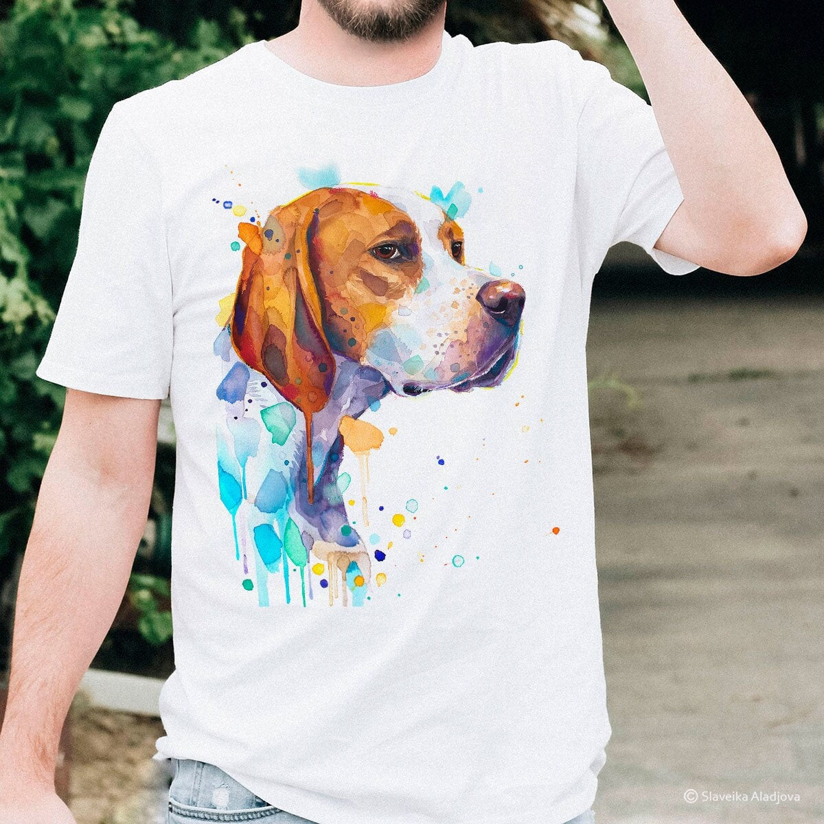 English Pointer Dog Ring Spun 100 Watercolor Art Animal Xs Xl Xxl - T-Shirt, Sweatshirt, Hoodie