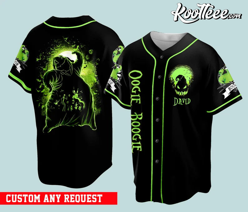 0ogie Boogie Horror Halloween Custom Baseball Jersey baseball jersey product view 1