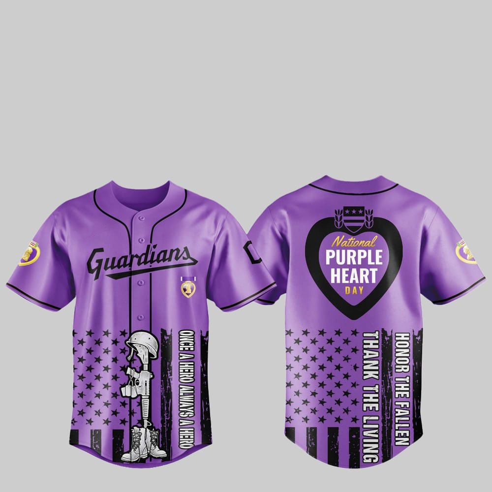 2025 Guardians National Purple Heart Day Jersey - Grishko.com baseball jersey product view 1