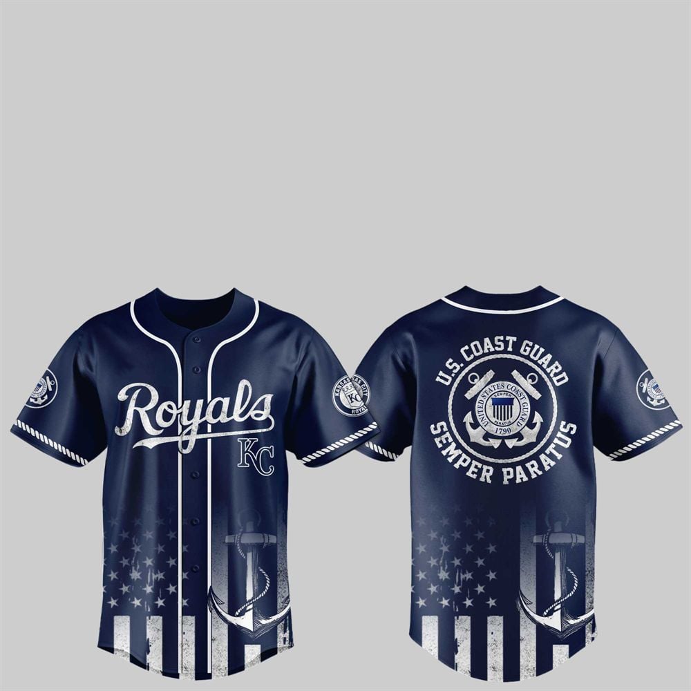 2025 KC Royals US Coast Guard Semper Paratus Jersey - Grishko.com baseball jersey product view 1