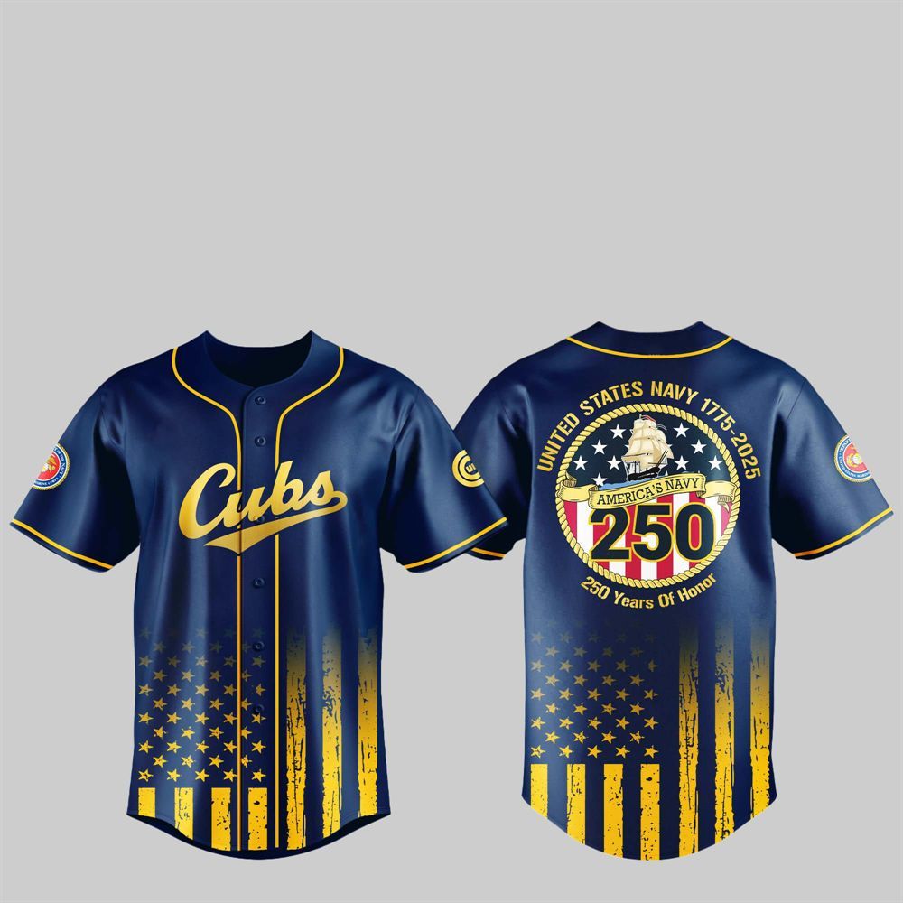 Cubs US NAVY 250th Birthday Celebration Jersey - Grishko.com baseball jersey product view 1