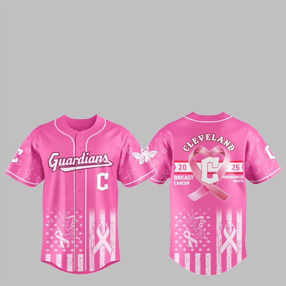 Guardians 2025 Breast Cancer Awareness Month Jersey baseball jersey product view 1