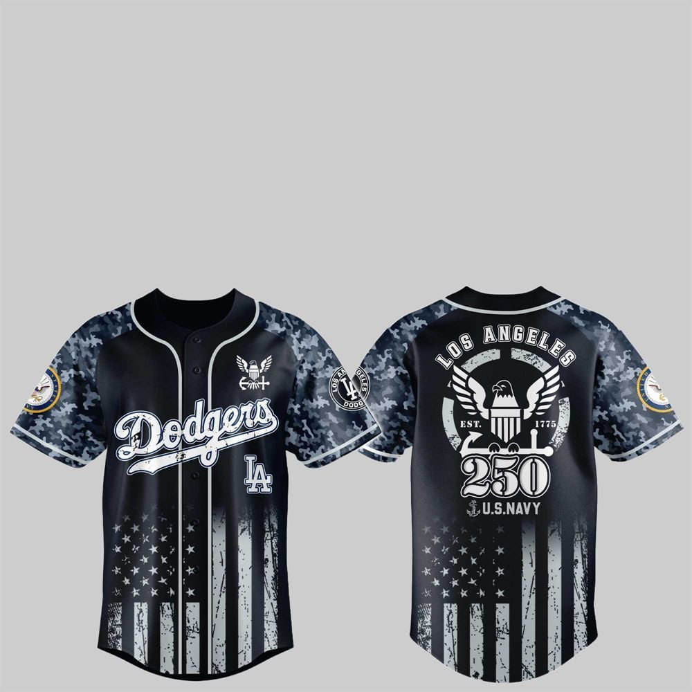 LA Dodgers 250th US NAVY Jersey 2025 baseball jersey product view 1