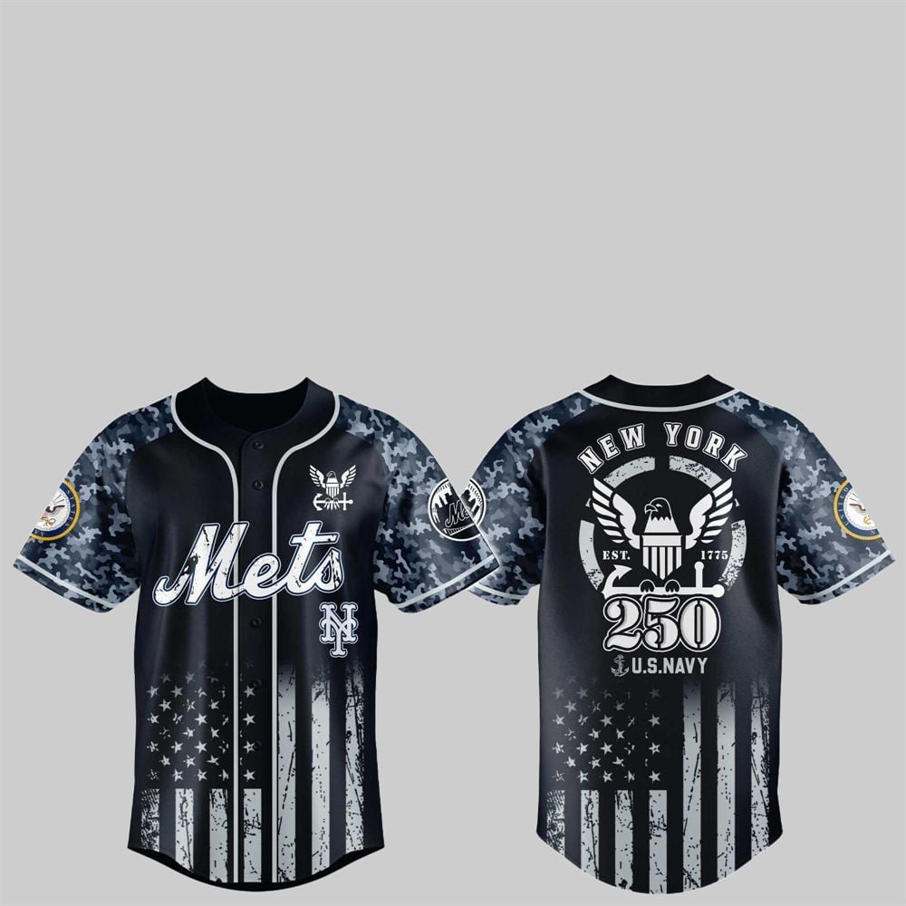 NY Mets 250th US NAVY Jersey 2025 baseball jersey product view 1