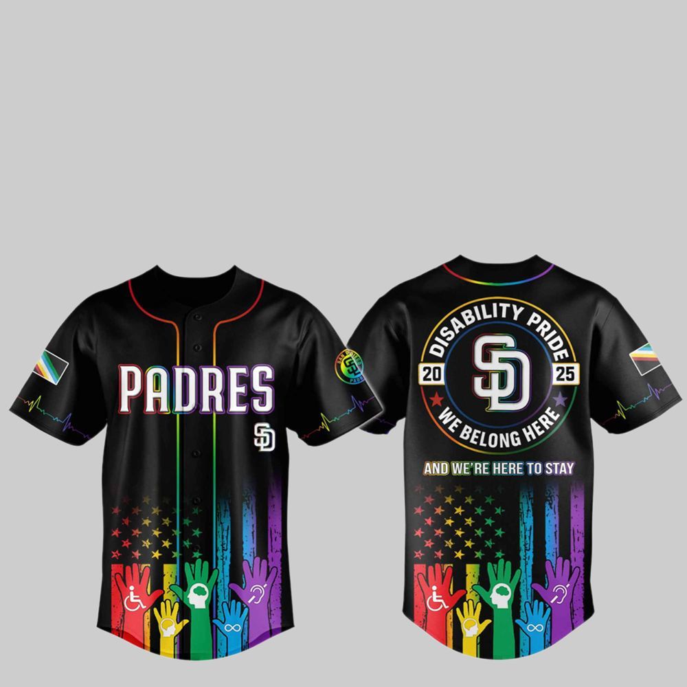 SD Padres 2025 Pride Month Baseball Jersey baseball jersey product view 1
