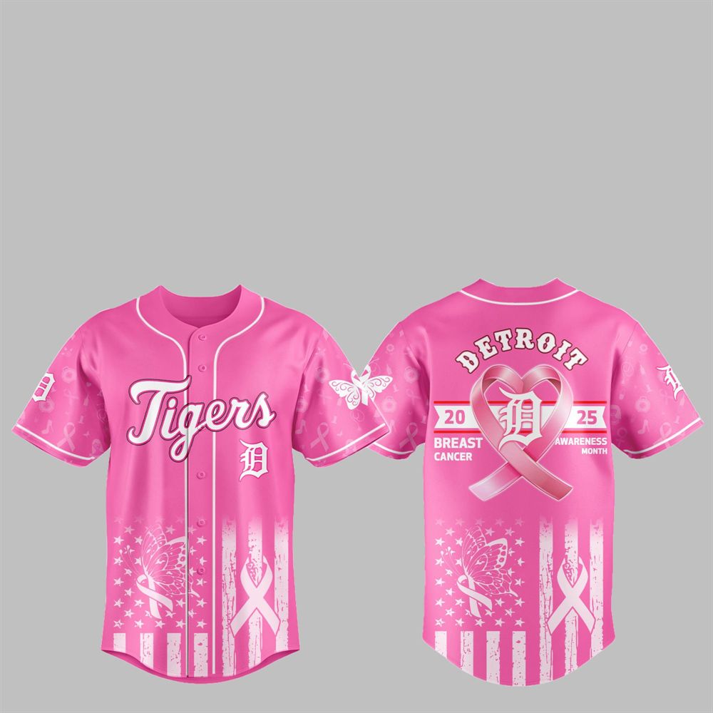 Tigers 2025 Breast Cancer Awareness Month Jersey sports jersey product view 1