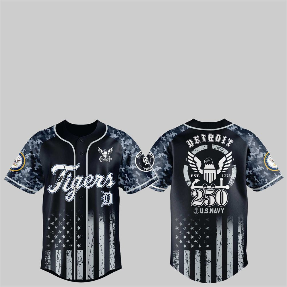 Tigers 250th US NAVY Jersey 2025 sports jersey product view 1