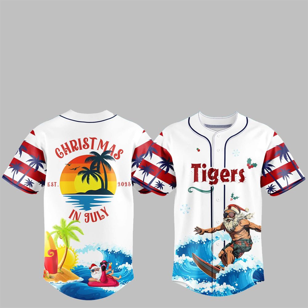 Tigers Christmas July Santa 2025 Jersey sports jersey product view 1
