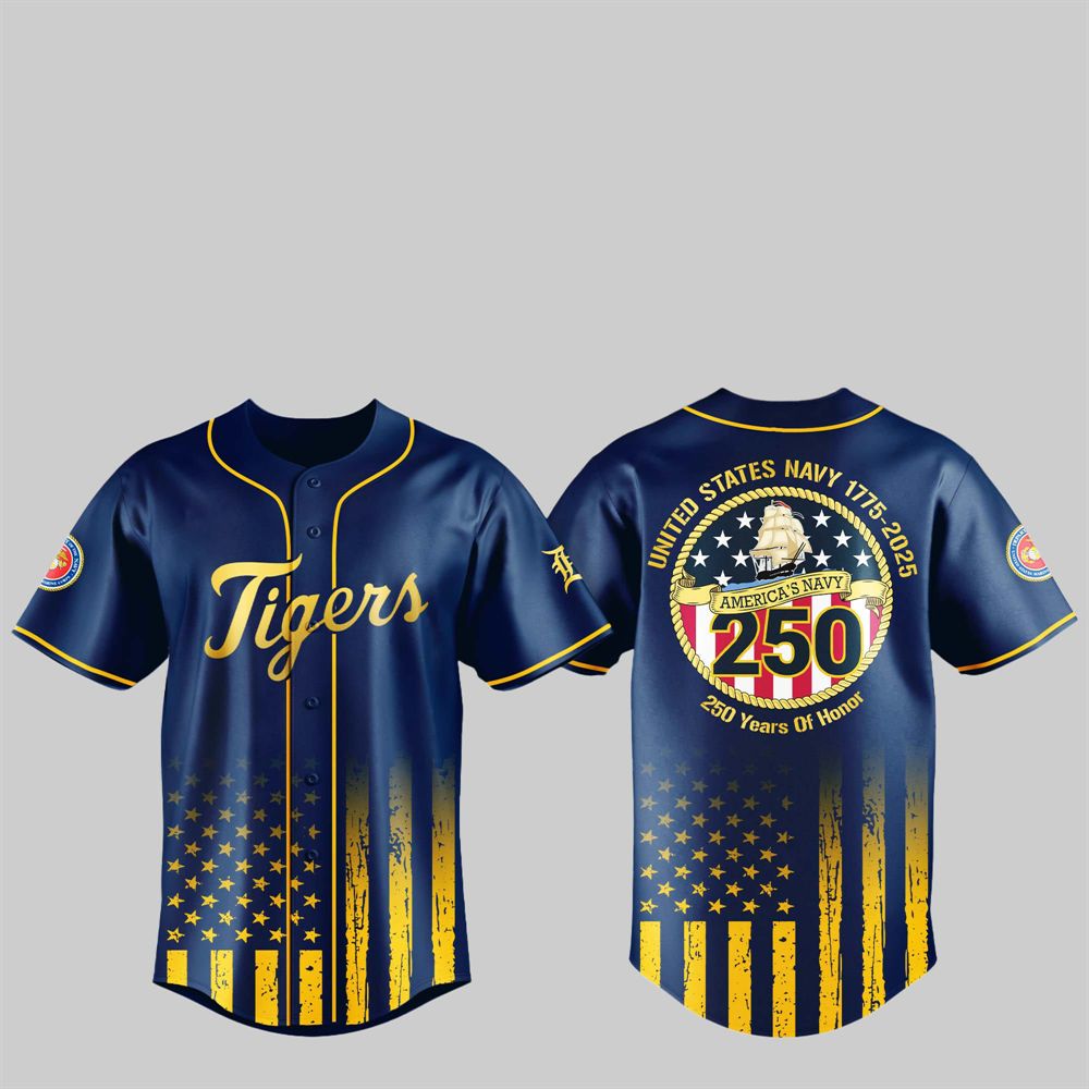 Tigers US NAVY 250th Birthday Celebration Jersey - Grishko.com sports jersey product view 1