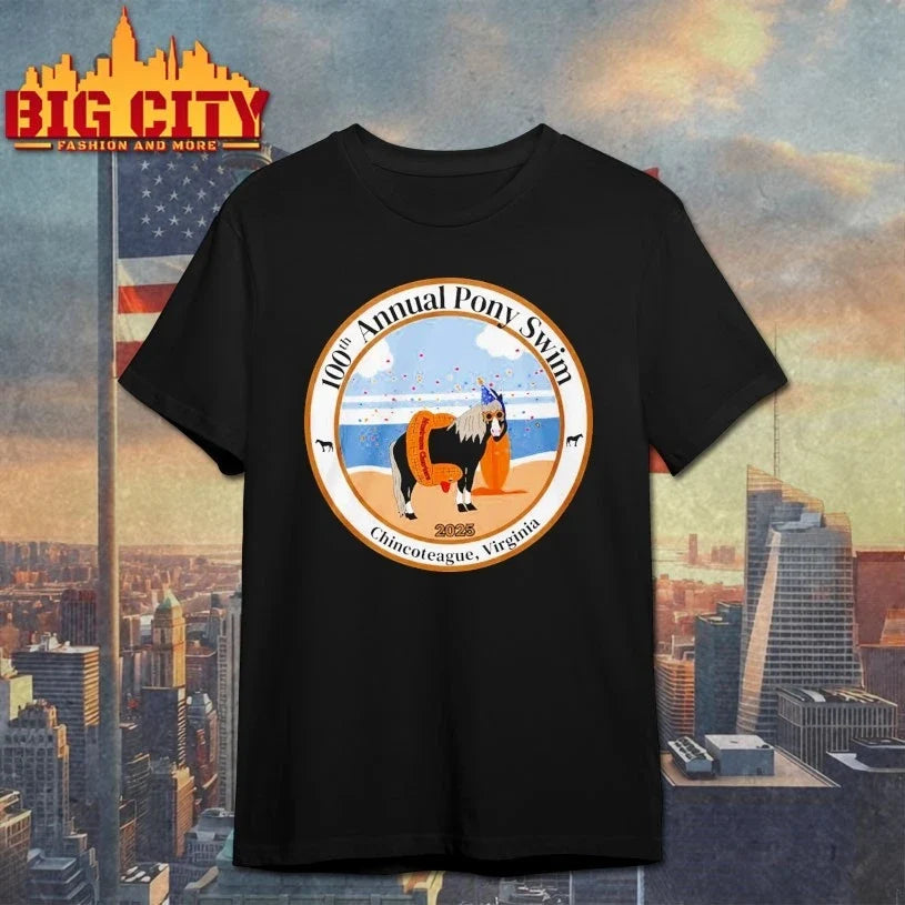 100Th Annual Pony Swim Chincoteague Virginia 2025 shirt Unisex T-shirt, Sweatshirt, Hoodie, Long Sleeve Tee - T-Shirt, Sweatshirt, Hoodie