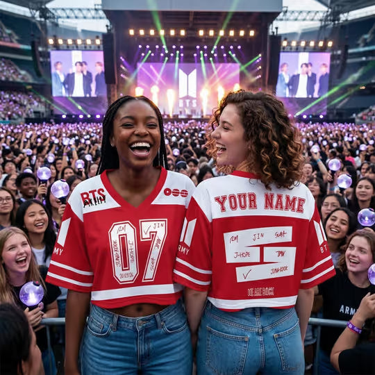 Custom BTS Members Jersey, Kpop Gift For Bangtan Fans, BTS World Tour 2026 Merch sports jersey product view 1