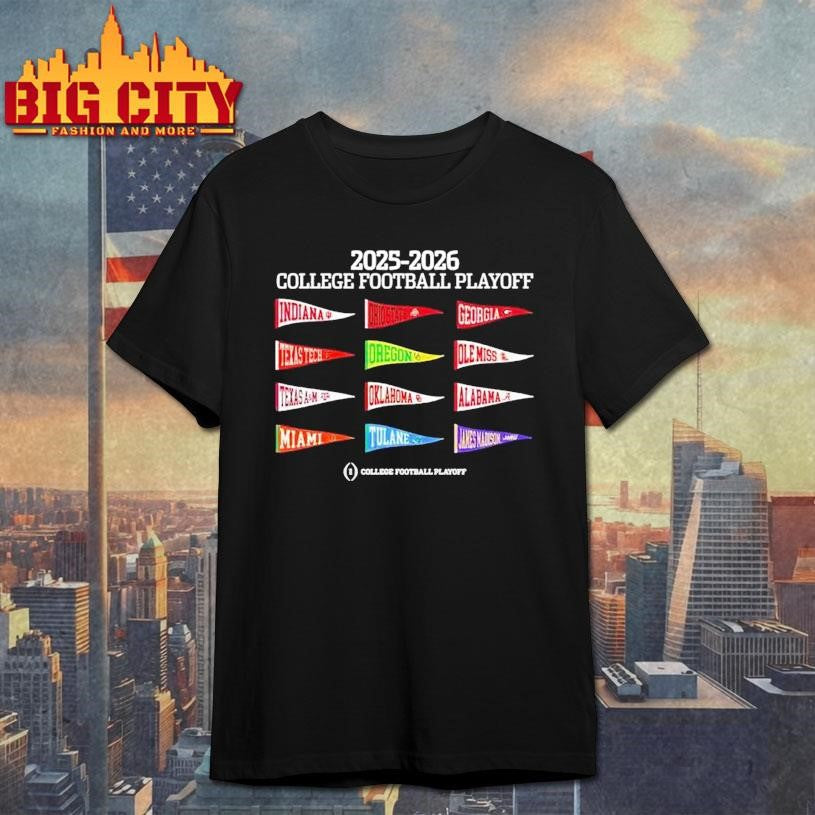 12 Team Pennant College Football Playoff 2025-26 Shirt Unisex T-shirt, Sweatshirt, Hoodie, Long Sleeve Tee - T-Shirt, Sweatshirt, Hoodie