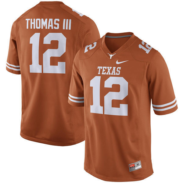 12 Thomas III Dark Orange College Football Jersey football jersey product view 1