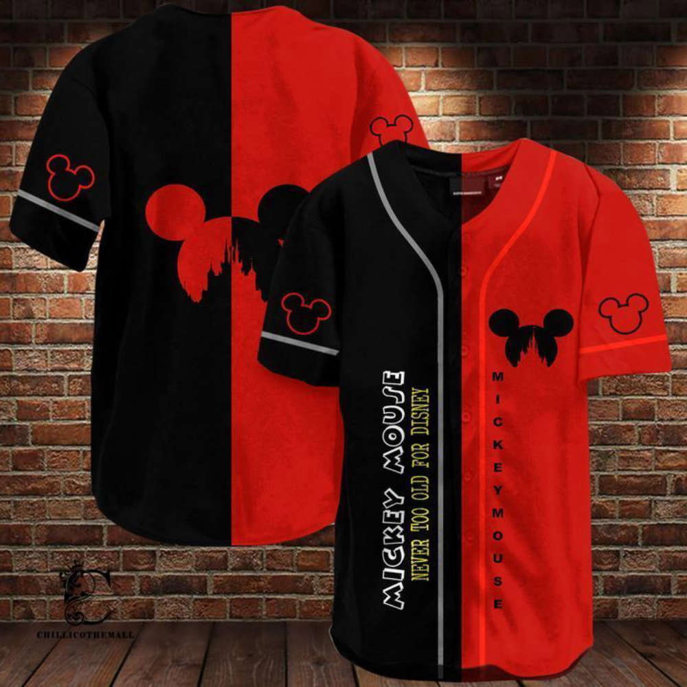 Stay Forever Young with the Never Too Old Mouse Baseball Jersey - Aopprinter baseball jersey product view 2