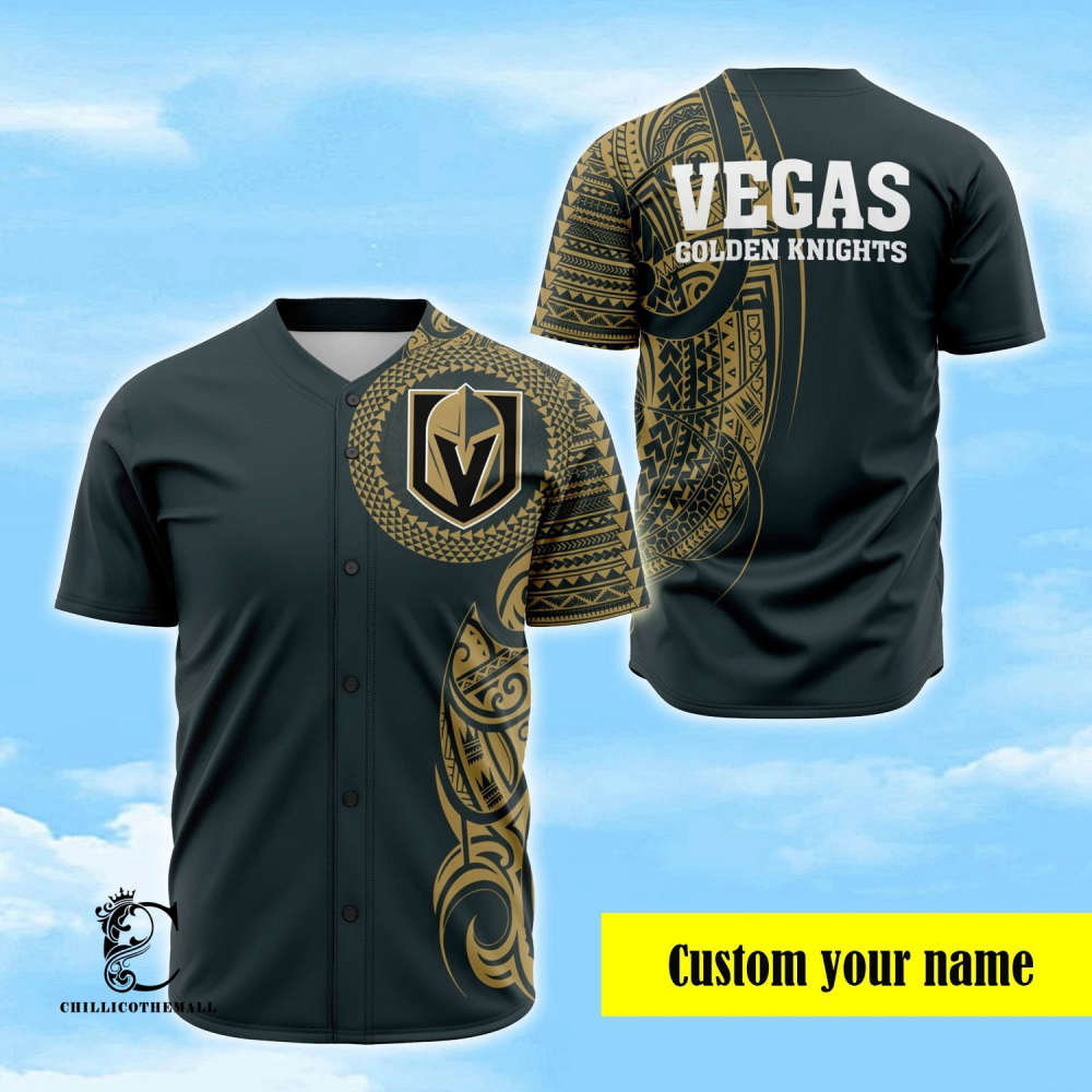 Custom Vegas Golden Polynesian Baseball Jersey – Personalized Sports Gear - Aopprinter baseball jersey product view 2