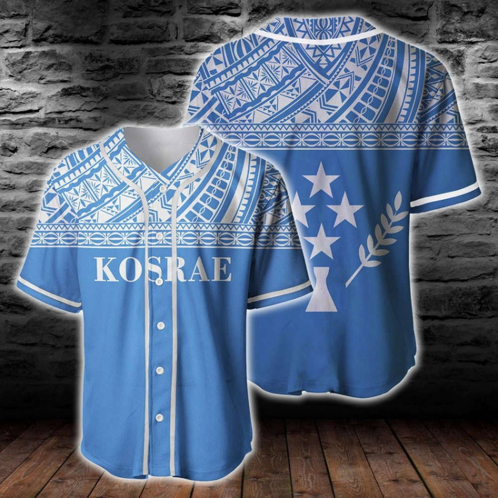 Kosrae Micronesian Blue Baseball Jersey: Authentic Design for Sports Enthusiasts baseball jersey product view 2