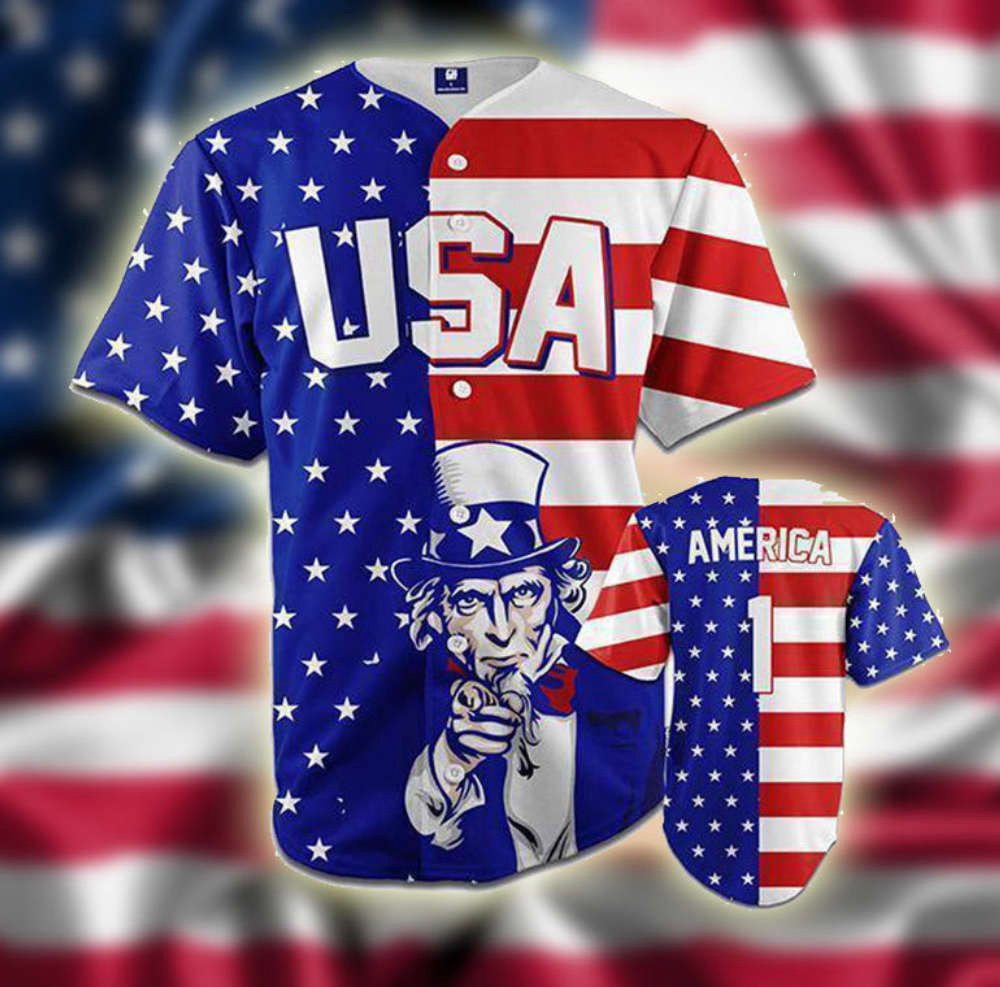 American Flag Baseball Jersey: Showcase Your Patriotic Spirit! baseball jersey product view 2