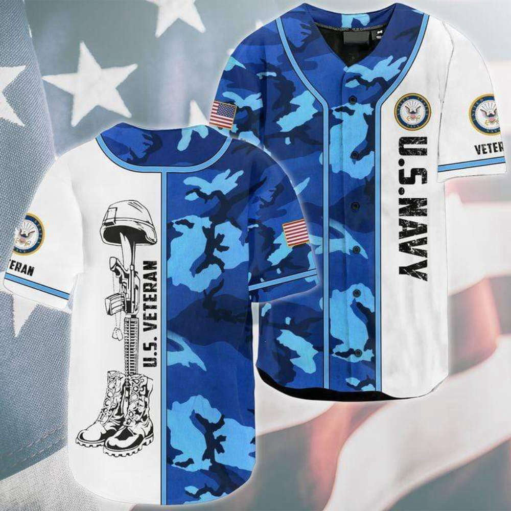 Custom Camo U S Navy Baseball Jersey – Personalized Veteran Apparel baseball jersey product view 2