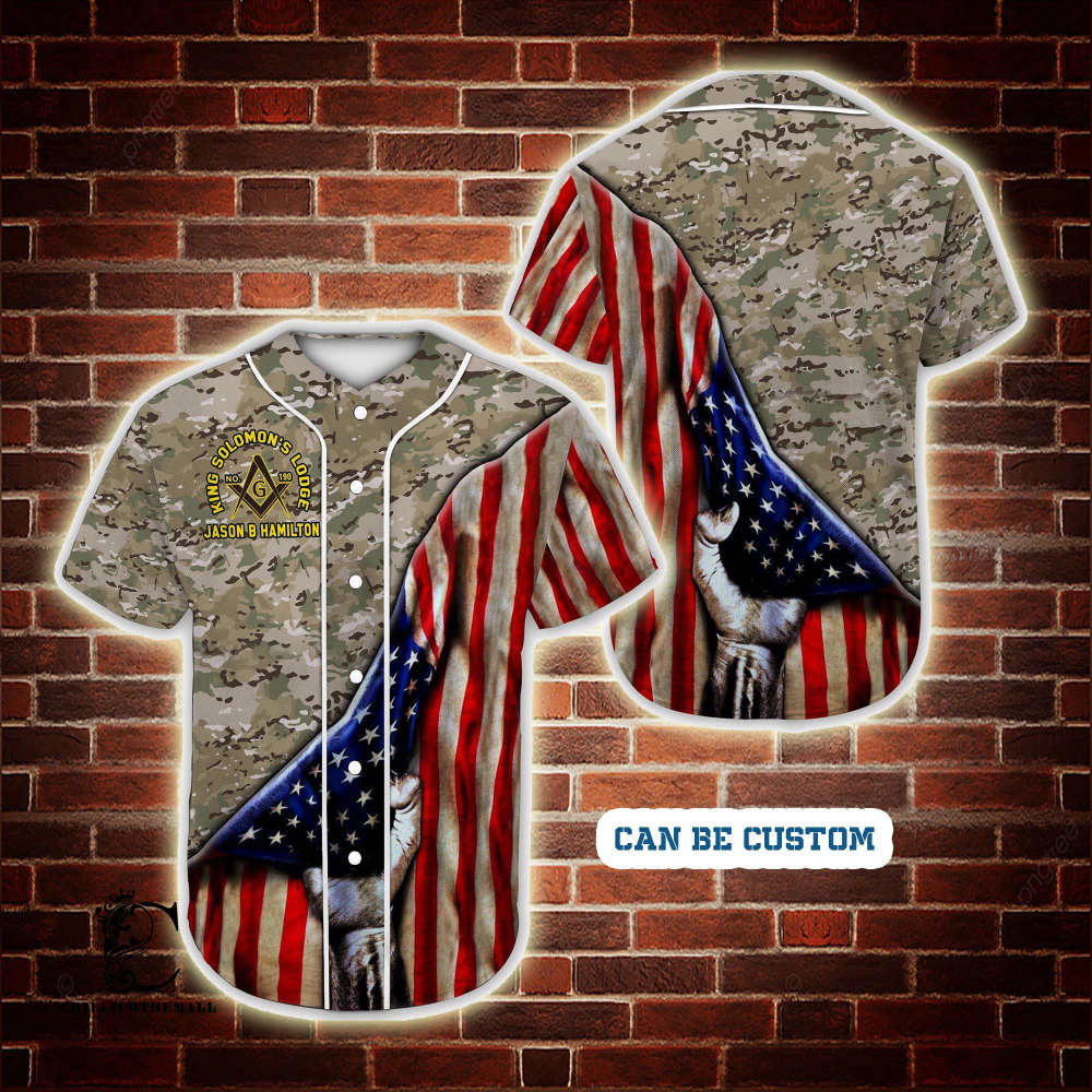 Custom Freemasonry Flag Camo Baseball Jersey – Personalized & Stylish baseball jersey product view 2