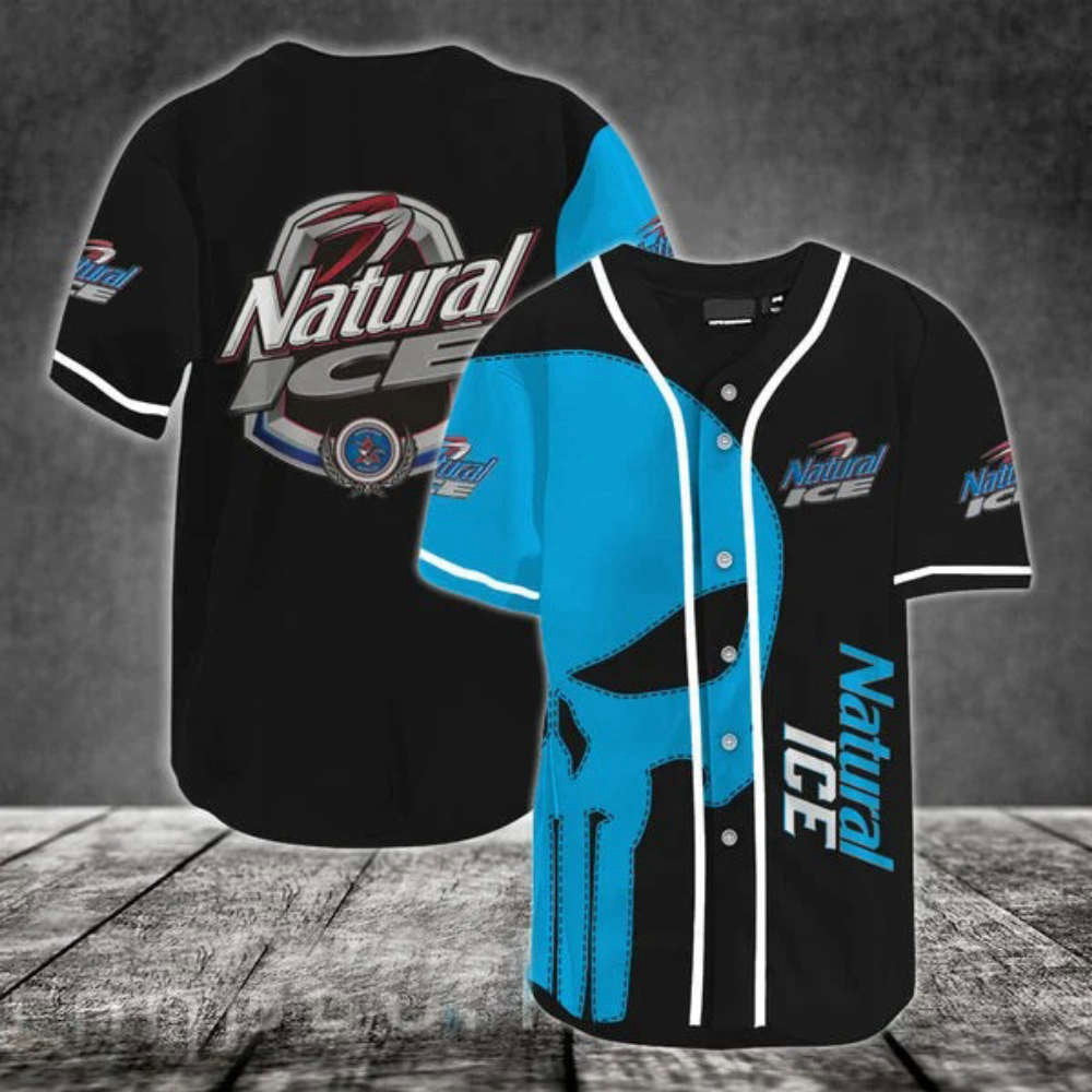 Blue Skull Natural Ice Baseball Jersey – Cool Stylish Design for Optimal Performance baseball jersey product view 1