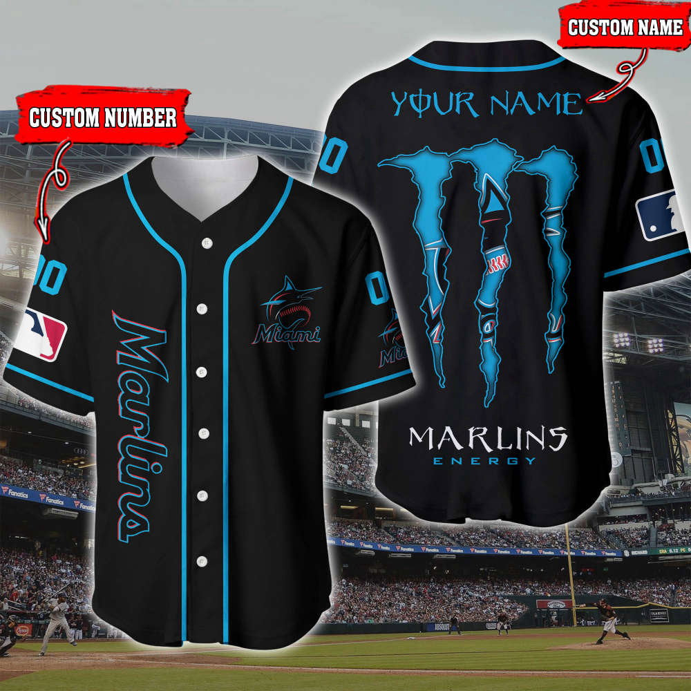 Custom Miami Marlins 3D Printed Baseball Jersey – Personalized Fan Gear baseball jersey product view 1