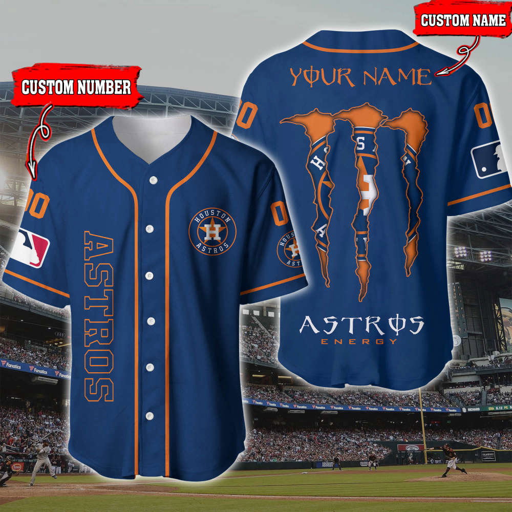 Customized Houston Astros 3D Printed Baseball Jersey – Personalize Your Game Day Look baseball jersey product view 1