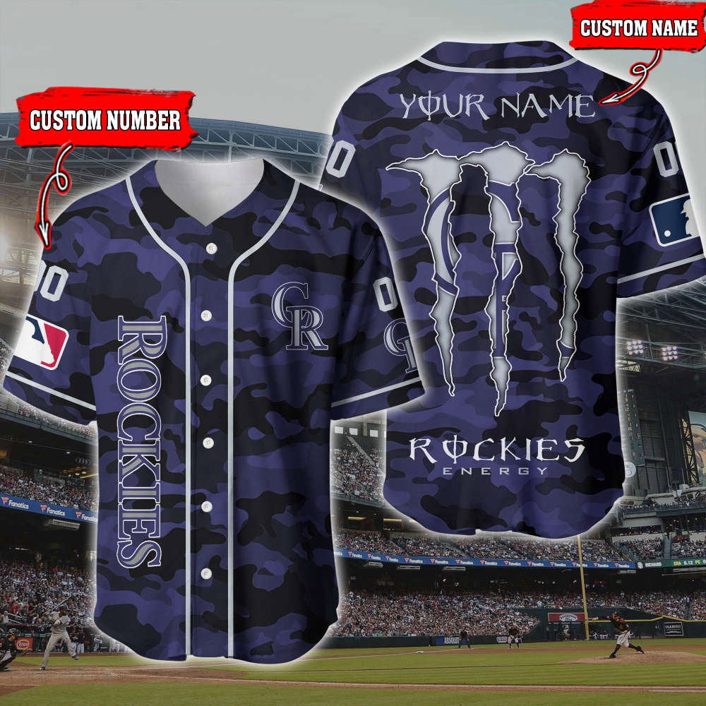 Customized Colorado Rockies 3D Printed Baseball Jersey – Personalize Your Game Day Look baseball jersey product view 1
