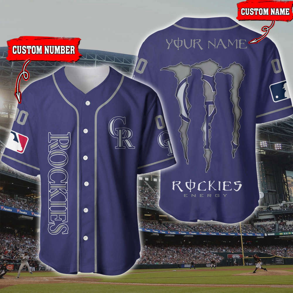 Customize Your Game Day Style: Personalized Colorado Rockies 3D Printed Baseball Jersey baseball jersey product view 1