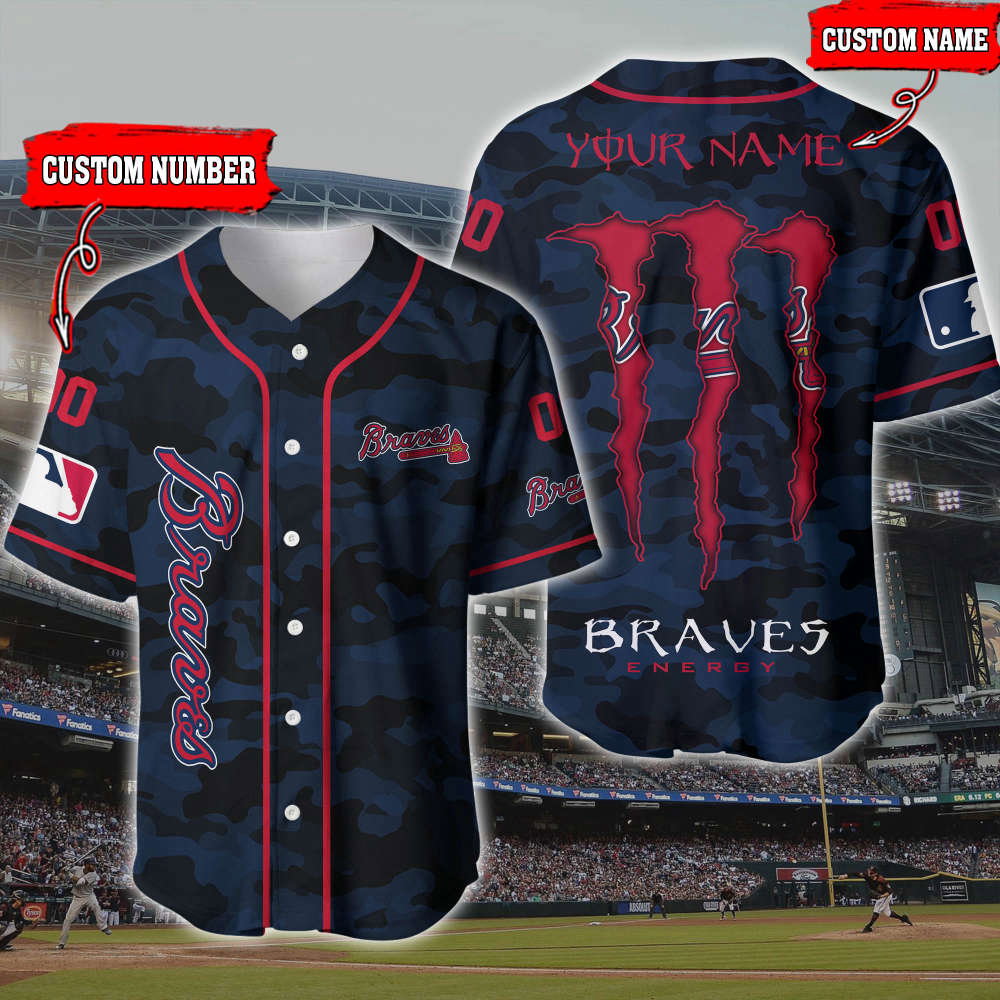 Custom Atlanta Braves 3D Printed Baseball Jersey – Personalized MLB Apparel baseball jersey product view 1