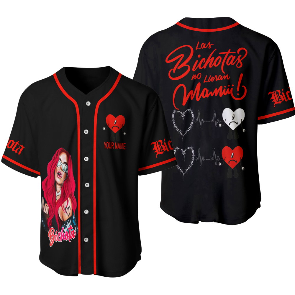 Karol G Las Bichotas No Lloran Baseball Jersey: Bold & Stylish Women s Sports Apparel baseball jersey product view 1