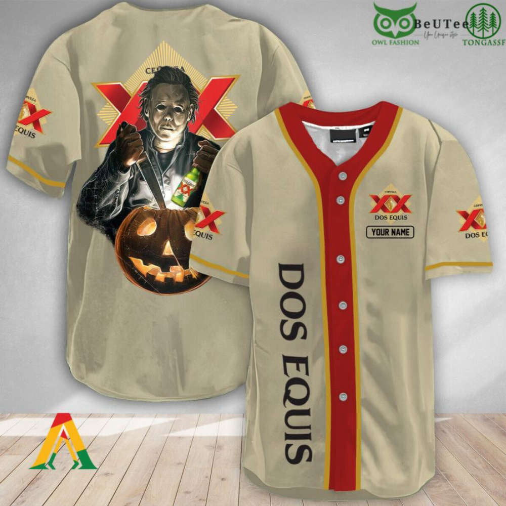 Spooky Personalized Michael Myers Halloween Baseball Jersey Shirt baseball jersey product view 1