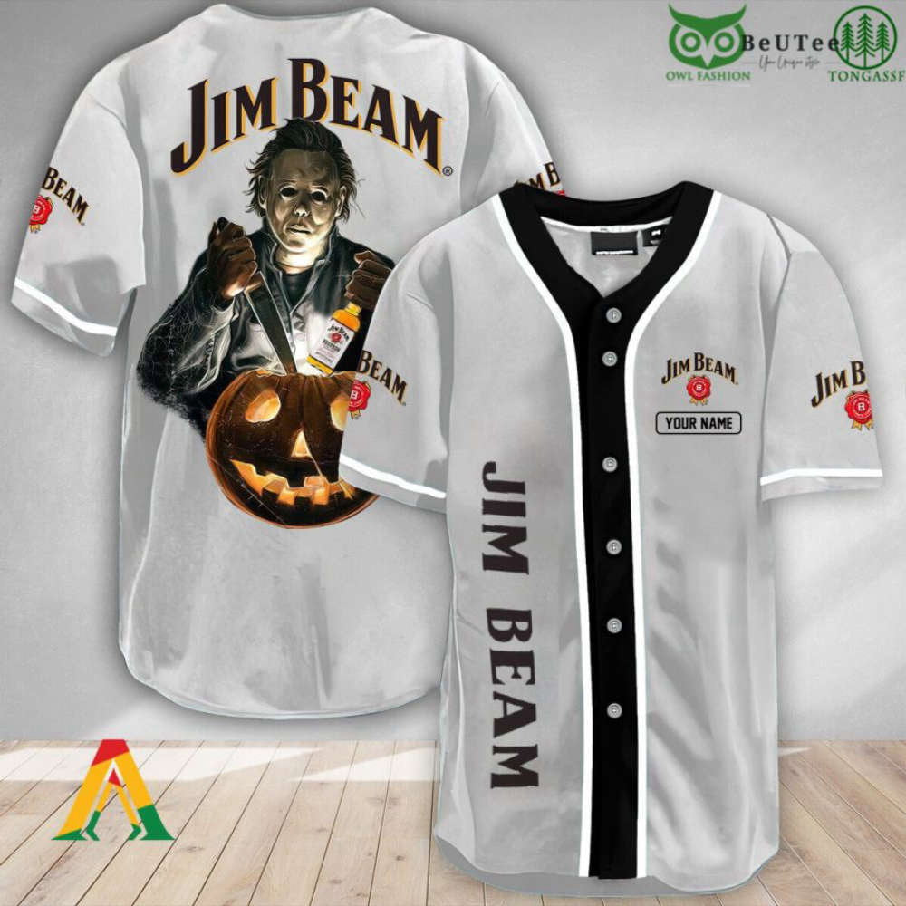 Spooky Personalized Michael Myers Halloween Baseball Jersey – Scare with Style! baseball jersey product view 1