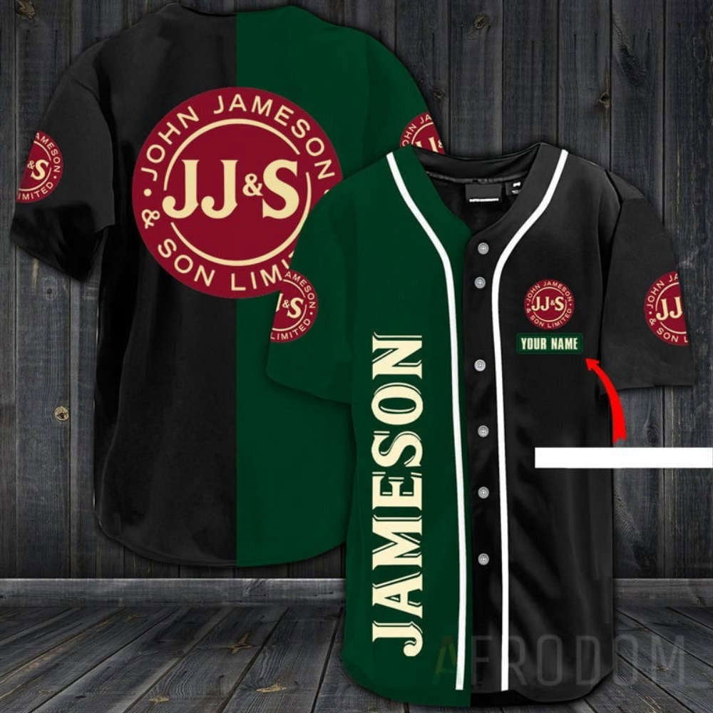 Customized Jameson Whiskey Baseball Jersey: Unique & Stylish Whiskey-themed Apparel - Aopprinter baseball jersey product view 1