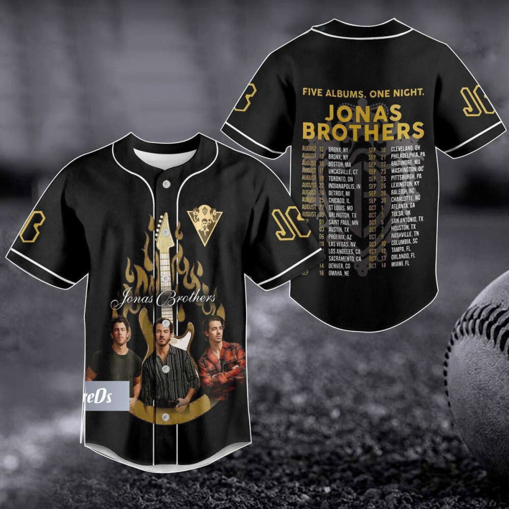 Jonas Brothers 2023 Baseball Jersey & Tour Shirt: Pop Rock Band Merch & Concert Gift baseball jersey product view 1